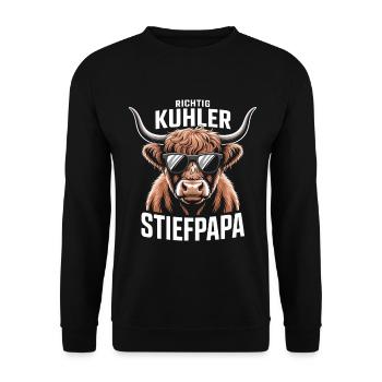 Richtig Kühler Ssteppapa - Lustiger Kuh Wortwitz - Unisex Sweatshirt - black - Front - Alina (178cm) & Michal (187cm)