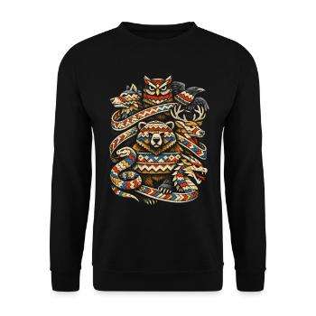 Skandinavisch Wikinger - Unisex Pullover - Schwarz - Vorne - Alina (178cm) & Michal (187cm)