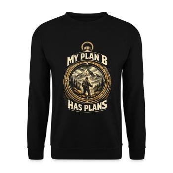 Prepper Survivalist My Plan B Has Plans - Unisex Sweatshirt - black - Front - Alina (178cm) & Michal (187cm)