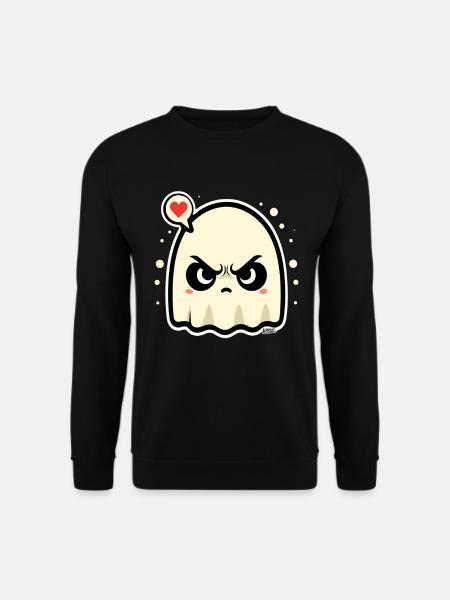 Angry Ghost with Heart Speech Bubble - Unisex Sweatshirt - black