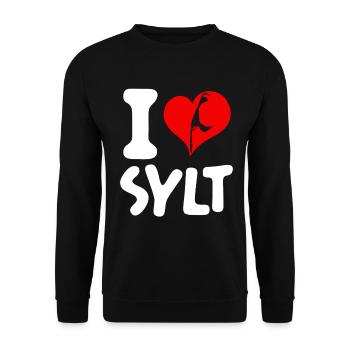 Nordsee Urlaub I LOVE SYLT Lustiges - Unisex Pullover - Schwarz - Vorne - Alina (178cm) & Michal (187cm)