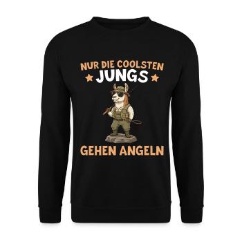 Angler Geschenk Coolste Jungs gehen Angeln - Unisex Pullover - Schwarz - Vorne - Alina (178cm) & Michal (187cm)