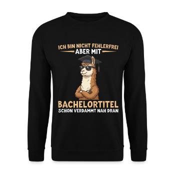 Bachelor Lama mit Doktorhut Bachelortitel - Unisex Pullover - Schwarz - Vorne - Alina (178cm) & Michal (187cm)