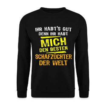 Sheep Farmer Gift - Unisex Sweatshirt - black - Front - Alina (178cm) & Michal (187cm)