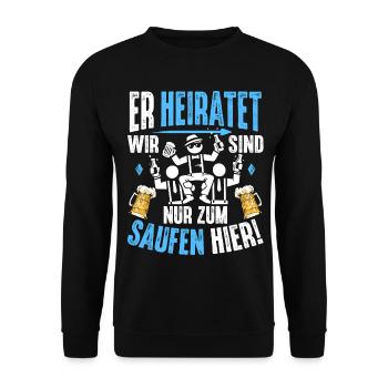 JGA T-Shirt Männer Junggesellenabschied Shirts - Unisex Pullover - Schwarz - Vorne - Alina (178cm) & Michal (187cm)