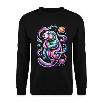 Otter Space Shirt – Planète et Étoiles - Sweat-shirt Unisexe - noir - Devant - Alina (178cm) & Michal (187cm)