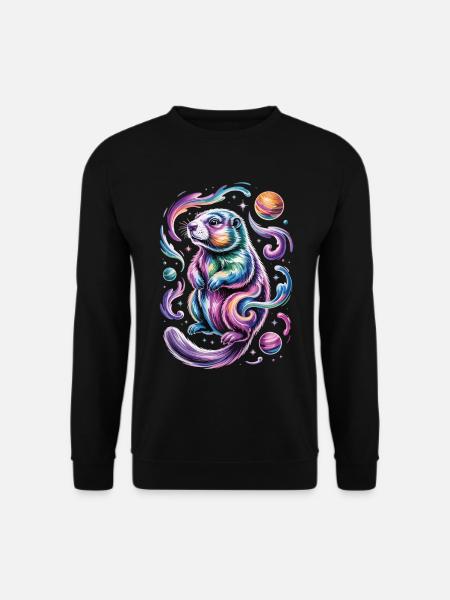 Otter Weltraum Shirt – Planet und Sterne - Unisex Pullover - Schwarz