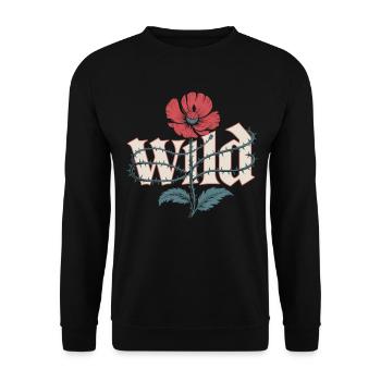 Chemise de fleurs sauvages avec motif de pavot - Sweat-shirt Unisexe - noir - Devant - Alina (178cm) & Michal (187cm)