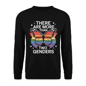 Pride Schmetterling T-Shirt – LGBTQ Statement - Unisex Pullover - Schwarz - Vorne - Alina (178cm) & Michal (187cm)