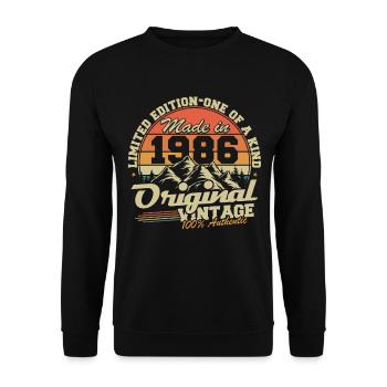 Original 1986 Vintage jahrgang GeburtstagGeschenk - Unisex Pullover - Schwarz - Vorne - Alina (178cm) & Michal (187cm)