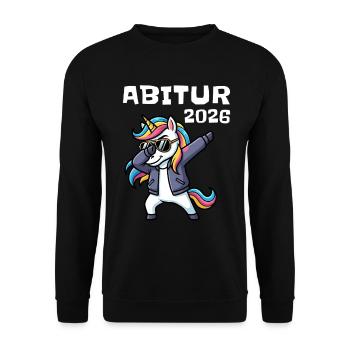 Abitur 2026 Dabbing Unicorn Graduation Motif - Unisex Sweatshirt - black - Front - Alina (178cm) & Michal (187cm)