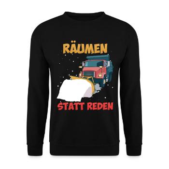 Winterdienst RÄUMEN STATT REDEN Lustiges - Unisex Pullover - Schwarz - Vorne - Alina (178cm) & Michal (187cm)