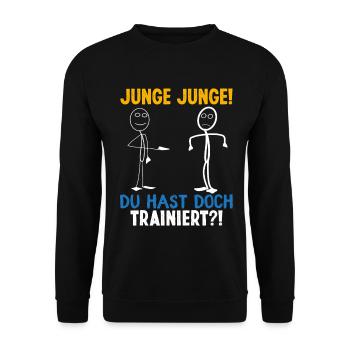 Garçon de fitness GARÇON TU T’ES ENTRAÎNÉ BIZARREMENT, - Sweat-shirt Unisexe - noir - Devant - Alina (178cm) & Michal (187cm)