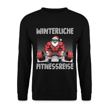Santa Claus VOYAGE HIVERNAL DE FITNESS Drôle - Sweat-shirt Unisexe - noir - Devant - Alina (178cm) & Michal (187cm)