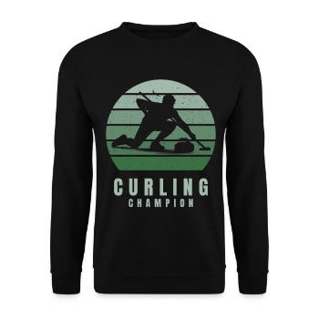 Curling Champion Retro Vintage Winter Sports - Unisex Sweatshirt - black - Front - Alina (178cm) & Michal (187cm)