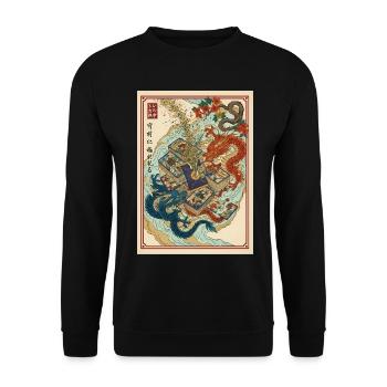 Dragon God Pack Legendäre Zug-Sammelkarte - Unisex Pullover - Schwarz - Vorne - Alina (178cm) & Michal (187cm)
