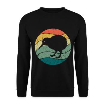 New Zealand Cute Kiwi Bird Retro Vintage - Unisex Sweatshirt - black - Front - Alina (178cm) & Michal (187cm)