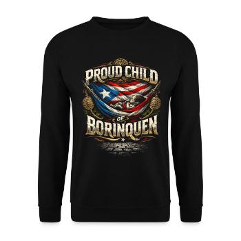 Puerto Rico Boricua Proud Child Of Borinquen - Unisex Sweatshirt - black - Front - Alina (178cm) & Michal (187cm)