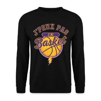J'peux pas J'ai Basket - Sweat-shirt Unisexe - noir - Devant - Alina (178cm) & Michal (187cm)
