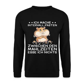 Funny hamster: intermittent fasting between snacks - Unisex Sweatshirt - black - Front - Alina (178cm) & Michal (187cm)