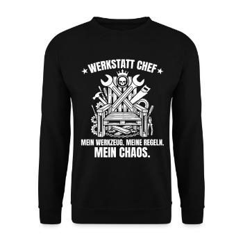 Werkstatt Chef : Mes outils, mes règles ! - Sweat-shirt Unisexe - noir - Devant - Alina (178cm) & Michal (187cm)