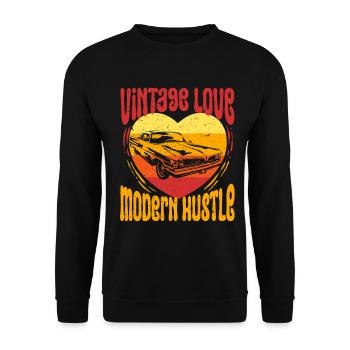 Auto Restauration Vintage Love - Unisex Pullover - Schwarz - Vorne - Alina (178cm) & Michal (187cm)