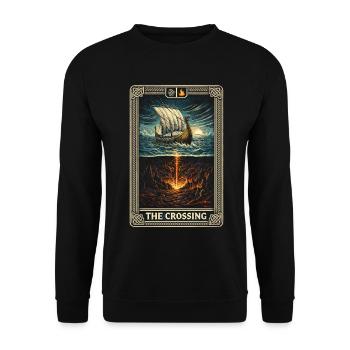 Skandinavisch Wikinger The Crossing Tarot Card - Unisex Pullover - Schwarz - Vorne - Alina (178cm) & Michal (187cm)