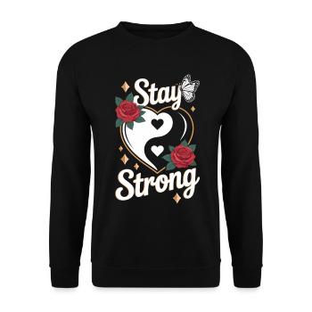 Chemise Stay Strong – Cœur Yin Yang - Sweat-shirt Unisexe - noir - Devant - Alina (178cm) & Michal (187cm)