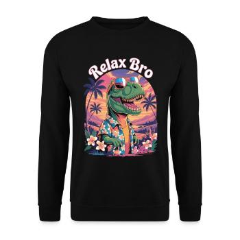 Dinosaur Hawaiian Shirt – Beach Shirt - Unisex Sweatshirt - black - Front - Alina (178cm) & Michal (187cm)