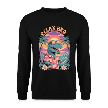Relax Bro Dino Shirt – Ambiances d’été - Sweat-shirt Unisexe - noir - Devant - Alina (178cm) & Michal (187cm)