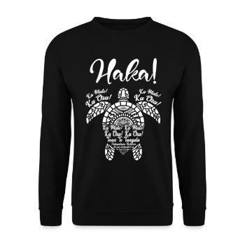 Culture tribale Haka de Nouvelle-Zélande Tribu Maori - Sweat-shirt Unisexe - noir - Devant - Alina (178cm) & Michal (187cm)