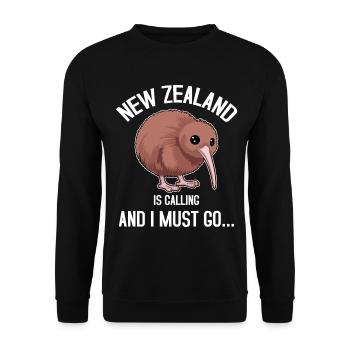 New Zealand Is Calling and I Must Go - Unisex Sweatshirt - black - Front - Alina (178cm) & Michal (187cm)
