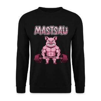Gewichtheber MASTSAU Muskelaufbau Lustiges - Unisex Pullover - Schwarz - Vorne - Alina (178cm) & Michal (187cm)