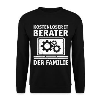 Nerd Computer KOSTENLOSER IT BERATER DER FAMILIE - Unisex Pullover - Schwarz - Vorne - Alina (178cm) & Michal (187cm)