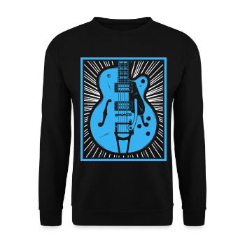Retro-Gitarren-Silhouette - Unisex Pullover - Schwarz - Vorne - Alina (178cm) & Michal (187cm)
