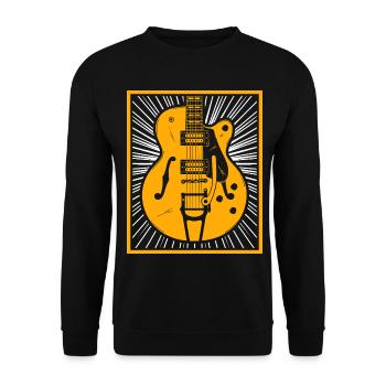 Retro-Gitarren-Silhouette - Unisex Pullover - Schwarz - Vorne - Alina (178cm) & Michal (187cm)