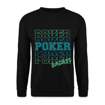Badass Poker Gradient Typo - Unisex Sweatshirt - black - Front - Alina (178cm) & Michal (187cm)