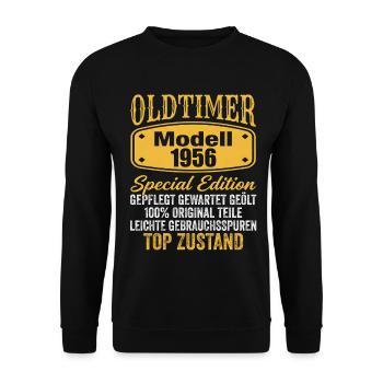 70th Birthday Classic Car Model 1956 - Unisex Sweatshirt - black - Front - Alina (178cm) & Michal (187cm)