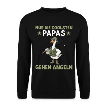 Angler Papa Goose: Funny Fishing Father's Day - Unisex Sweatshirt - black - Front - Alina (178cm) & Michal (187cm)