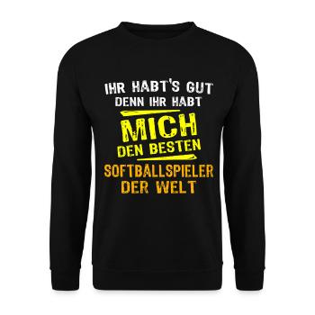 Softball Player Gift - Unisex Sweatshirt - black - Front - Alina (178cm) & Michal (187cm)