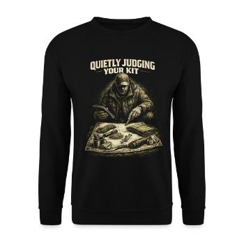 Prepper Survivalist Judging Your Kit - Unisex Sweatshirt - black - Front - Alina (178cm) & Michal (187cm)