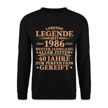 1986 Born 40 Years Birthday - Unisex Sweatshirt - black - Front - Alina (178cm) & Michal (187cm)