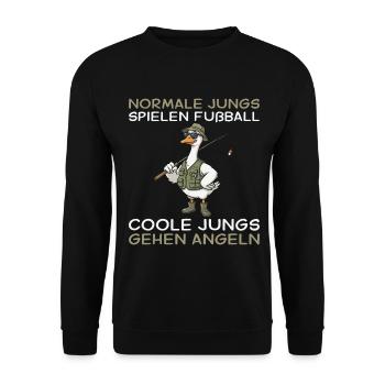 Angler Goose Cool Guys Go Fishing - Unisex Sweatshirt - black - Front - Alina (178cm) & Michal (187cm)