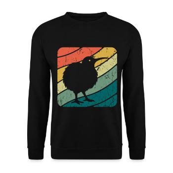 Nouvelle-Zélande Oiseau Kiwi mignon Rétro Vintage NZ - Sweat-shirt Unisexe - noir - Devant - Alina (178cm) & Michal (187cm)