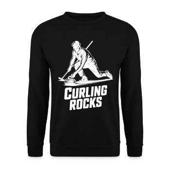 Curling Rocks Winter Sports Silhouette Man - Unisex Sweatshirt - black - Front - Alina (178cm) & Michal (187cm)