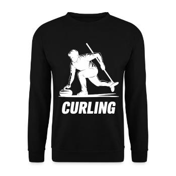 Curling Man Athlete Action Silhouette - Unisex Sweatshirt - black - Front - Alina (178cm) & Michal (187cm)