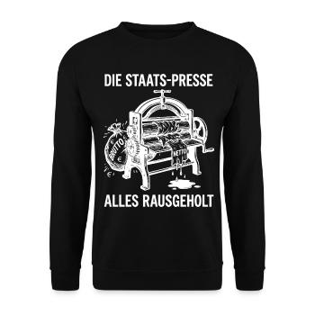 Die Staats Presse Alles Rausgeholt - Unisex Pullover - Schwarz - Vorne - Alina (178cm) & Michal (187cm)