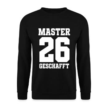 Master Geschafft 2026 Abschluss Master T-Shirt - Unisex Pullover - Schwarz - Vorne - Alina (178cm) & Michal (187cm)