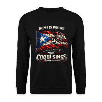 Puerto Rico Boricua Home Is Where The Coqui Sings - Unisex Pullover - Schwarz - Vorne - Alina (178cm) & Michal (187cm)