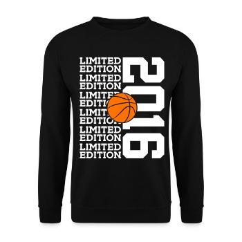 LIMITED EDITION 2016 BASKETBALL 10. GEBURTSTAG - Unisex Pullover - Schwarz - Vorne - Alina (178cm) & Michal (187cm)